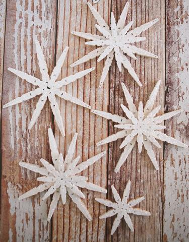 Clothespin snowflakes